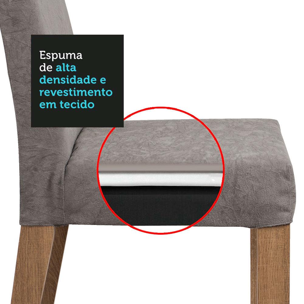 Conjunto Sala de Jantar Mesa Tampo de Vidro 4 Cadeiras Rustic/Cinza/Silver Avril Madesa