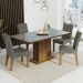 Conjunto Sala de Jantar Mesa Tampo de Vidro 4 Cadeiras Rustic/Cinza/Silver Marilia Madesa