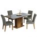 Conjunto Sala de Jantar Mesa Tampo de Vidro 4 Cadeiras Rustic/Cinza/Silver Marilia Madesa