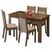 Conjunto Sala de Jantar Mesa Tampo de Vidro 4 Cadeiras Rustic/Crema/Bege Eloá Madesa