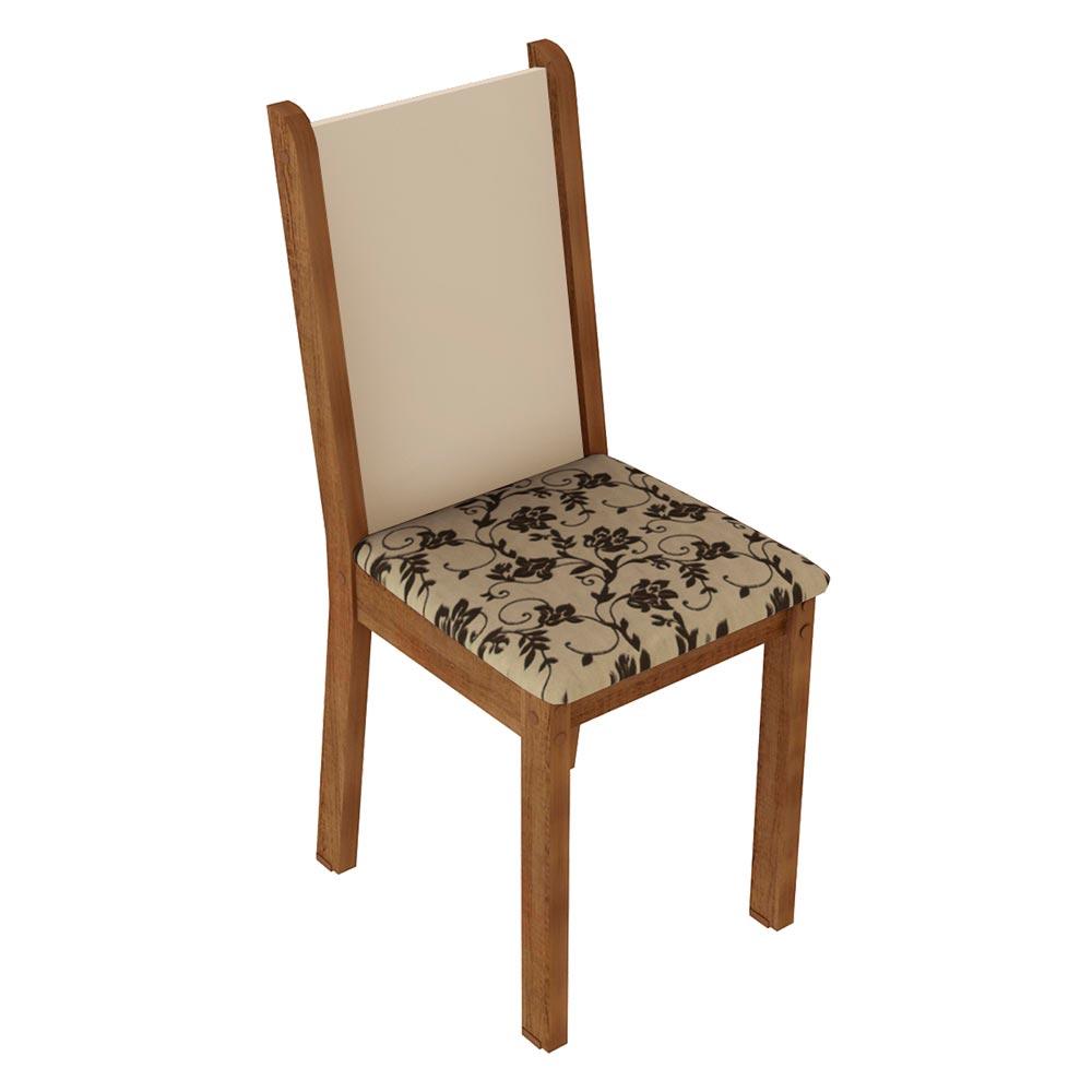 Conjunto Sala de Jantar Mesa Tampo de Vidro 4 Cadeiras Rustic/Crema/Bege Marrom Suzy Madesa