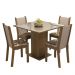 Conjunto Sala de Jantar Mesa Tampo de Vidro 4 Cadeiras Rustic/Crema/Bege Marrom Tifani Madesa