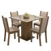 Conjunto Sala de Jantar Mesa Tampo de Vidro 4 Cadeiras Rustic/Crema/Bege Tifani Madesa