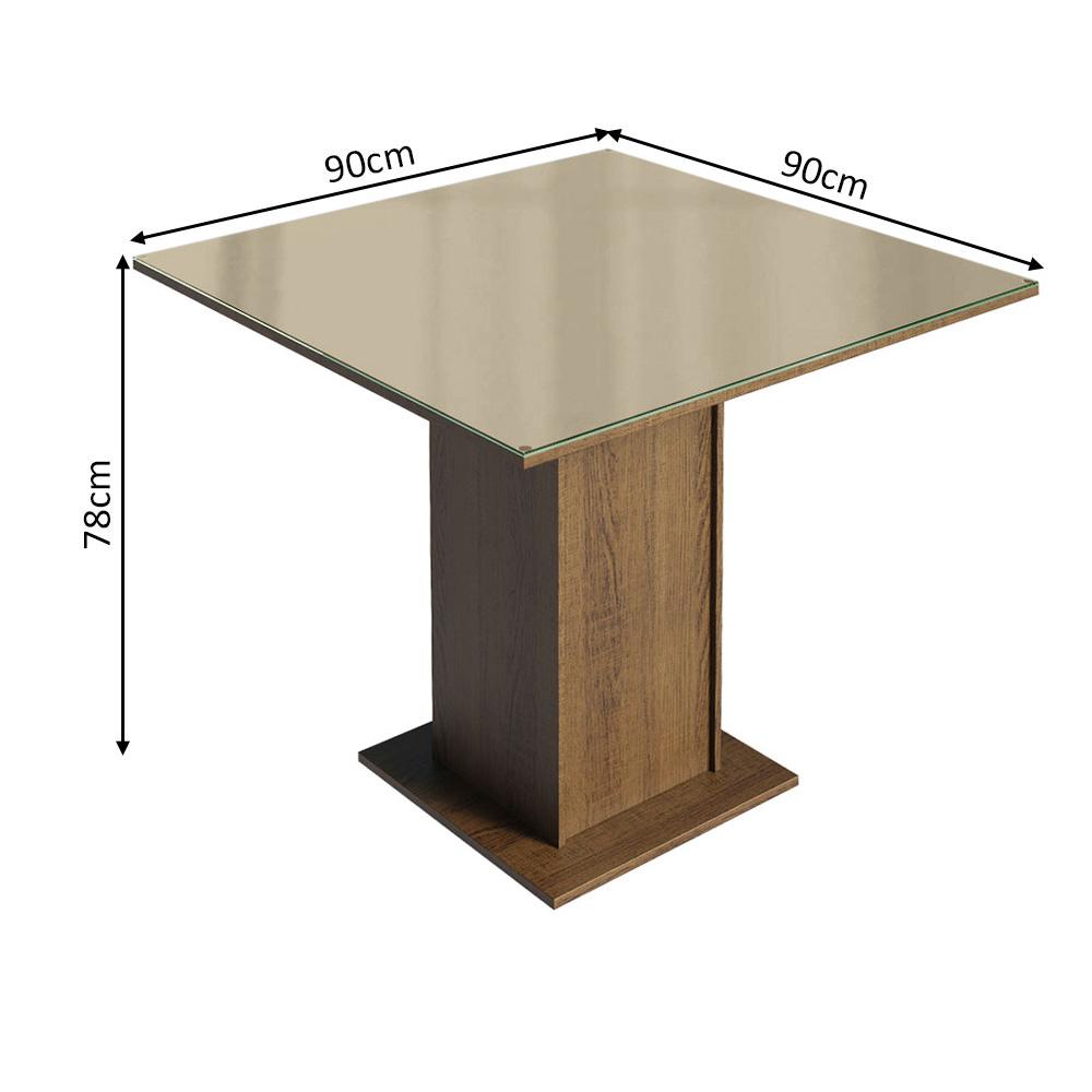 Conjunto Sala de Jantar Mesa Tampo de Vidro 4 Cadeiras Rustic/Crema/Bege Tifani Madesa