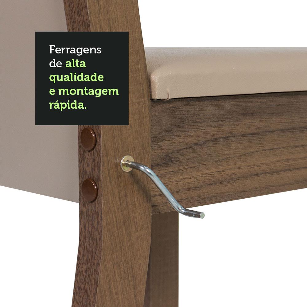 Conjunto Sala de Jantar Mesa Tampo de Vidro 4 Cadeiras Rustic/Crema/Bege Tifani Madesa