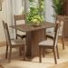 Conjunto Sala de Jantar Mesa Tampo de Vidro 4 Cadeiras Rustic/Crema/Bege Viena Madesa