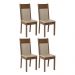 Conjunto Sala de Jantar Mesa Tampo de Vidro 4 Cadeiras Rustic/Crema/Bege Viena Madesa