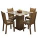 Conjunto Sala de Jantar Mesa Tampo de Vidro 4 Cadeiras Rustic/Crema/Hibiscos Perla Madesa