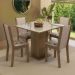 Conjunto Sala de Jantar Mesa Tampo de Vidro 4 Cadeiras Rustic/Crema/Hibiscos Tifani Madesa