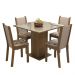 Conjunto Sala de Jantar Mesa Tampo de Vidro 4 Cadeiras Rustic/Crema/Hibiscos Tifani Madesa