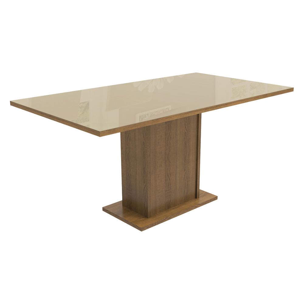 Conjunto Sala de Jantar Mesa Tampo de Vidro 4 Cadeiras Rustic/Crema/Imperial Avril Madesa