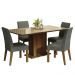 Conjunto Sala de Jantar Mesa Tampo de Vidro 4 Cadeiras Rustic/Crema/Silver Avril Madesa