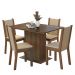 Conjunto Sala de Jantar Mesa Tampo de Vidro 4 Cadeiras Rustic/Crema/Sintético Bege Martina Madesa