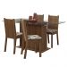 Conjunto Sala de Jantar Mesa Tampo de Vidro 4 Cadeiras Rustic/Floral Hibiscos Espanha Madesa