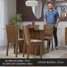 Conjunto Sala de Jantar Mesa Tampo de Vidro 4 Cadeiras Rustic/Floral Hibiscos Espanha Madesa