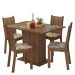 Conjunto Sala de Jantar Mesa Tampo de Vidro 4 Cadeiras Rustic/Hibiscos Camélia Madesa