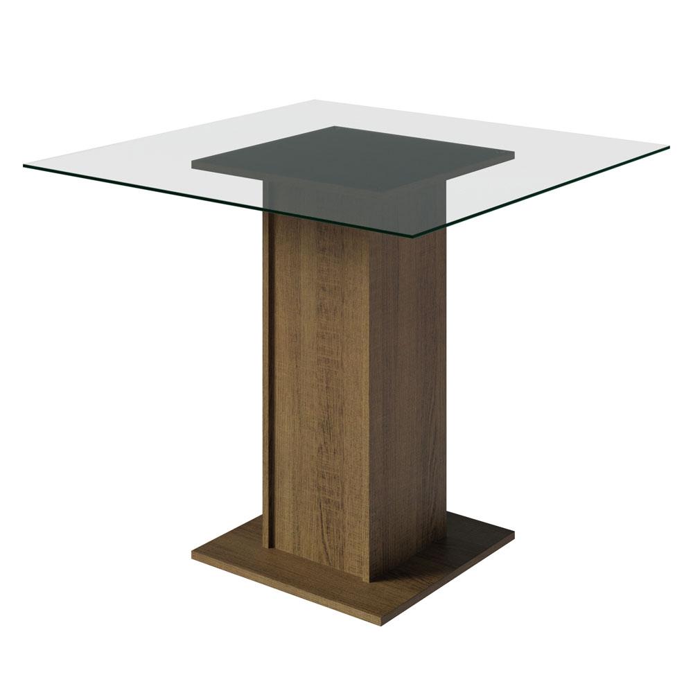 Conjunto Sala de Jantar Mesa Tampo de Vidro 4 Cadeiras Rustic/Imperial Ivy Madesa