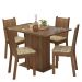 Conjunto Sala de Jantar Mesa Tampo de Vidro 4 Cadeiras Rustic/Lírio Bege Camélia Madesa