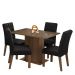 Conjunto Sala de Jantar Mesa Tampo de Vidro 4 Cadeiras Rustic/Oxford Reale Madesa