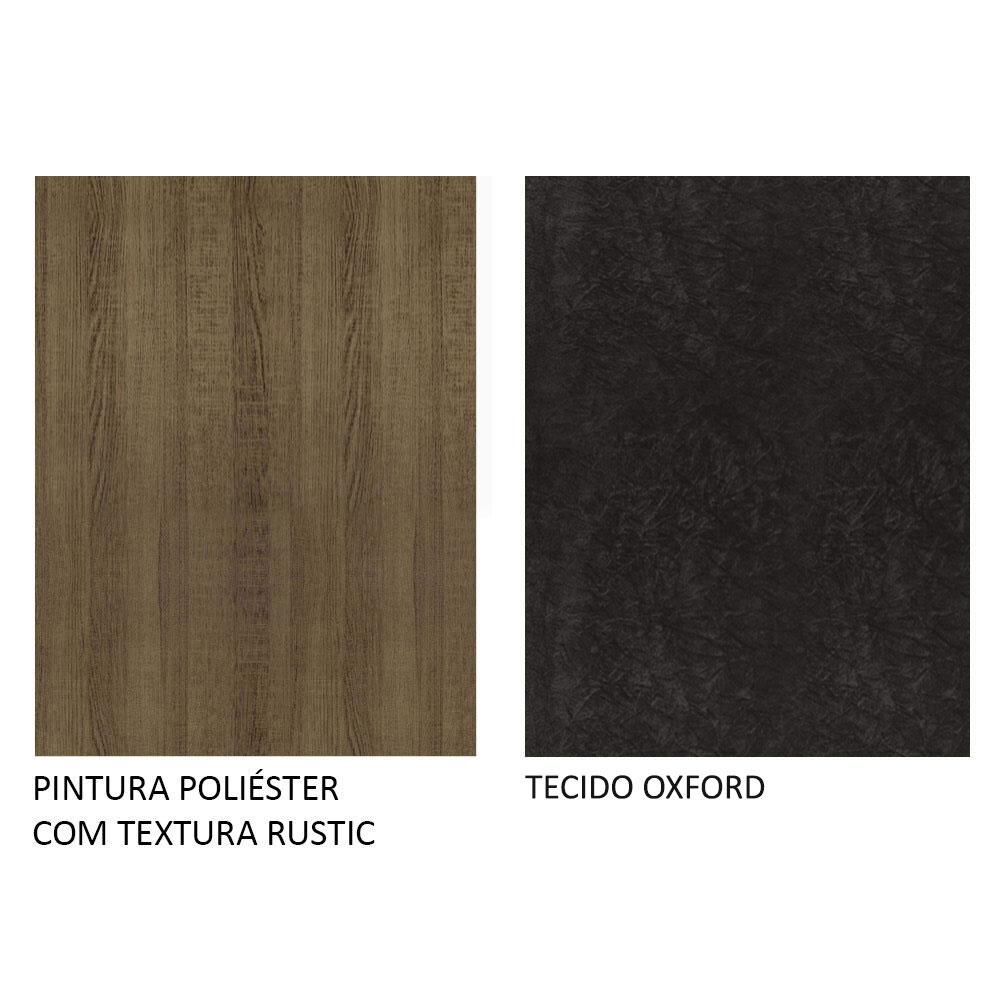 Conjunto Sala de Jantar Mesa Tampo de Vidro 4 Cadeiras Rustic/Preto Oxford Evelin Madesa