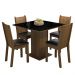 Conjunto Sala de Jantar Mesa Tampo de Vidro 4 Cadeiras Rustic/Preto Perla Madesa