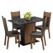 Conjunto Sala de Jantar Mesa Tampo de Vidro 4 Cadeiras Rustic/Preto Viena Madesa