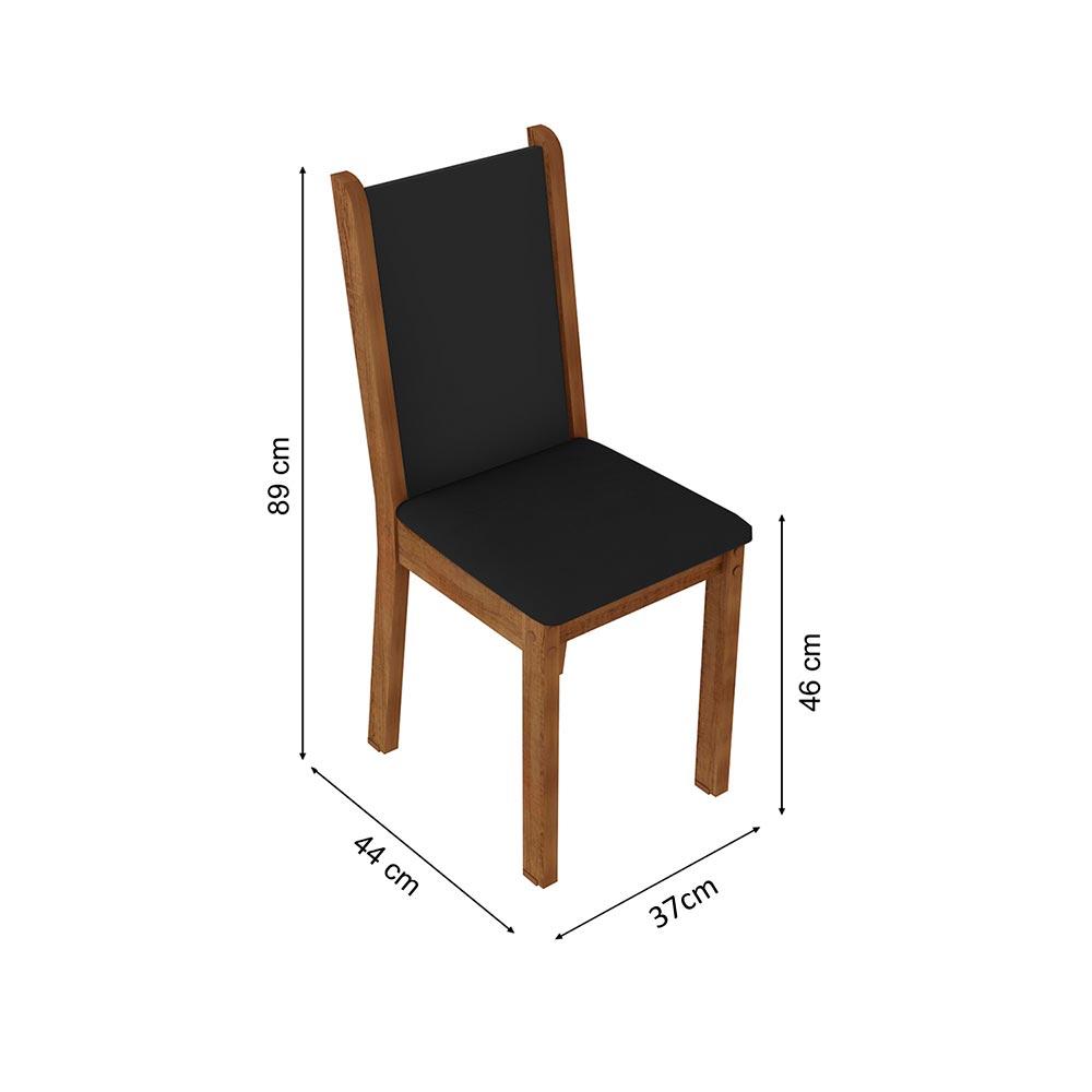 Conjunto Sala de Jantar Mesa Tampo de Vidro 4 Cadeiras Rustic/Preto Yara Madesa