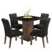 Conjunto Sala de Jantar Mesa Tampo de Vidro 4 Cadeiras Rustic/Preto/Oxford Anaju Madesa