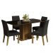 Conjunto Sala de Jantar Mesa Tampo de Vidro 4 Cadeiras Rustic/Preto/Oxford Avril Madesa