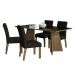 Conjunto Sala de Jantar Mesa Tampo de Vidro 4 Cadeiras Rustic/Preto/Oxford Harper Madesa