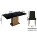 Conjunto Sala de Jantar Mesa Tampo de Vidro 4 Cadeiras Rustic/Preto/Oxford Marilia Madesa
