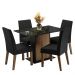 Conjunto Sala de Jantar Mesa Tampo de Vidro 4 Cadeiras Rustic/Preto/Oxford Zion Madesa