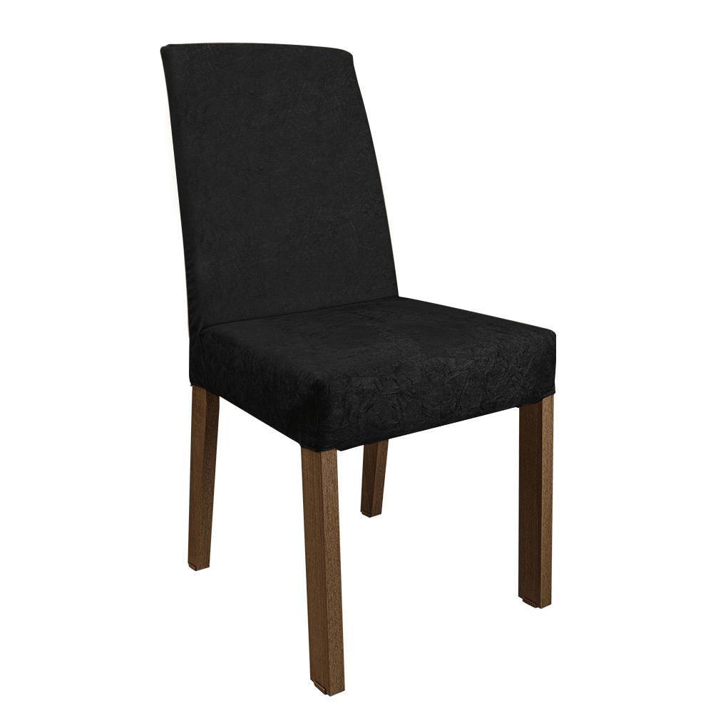 Conjunto Sala de Jantar Mesa Tampo de Vidro 4 Cadeiras Rustic/Preto/Oxford Zion Madesa