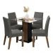 Conjunto Sala de Jantar Mesa Tampo de Vidro 4 Cadeiras Rustic/Preto/Silver Ivy  Madesa