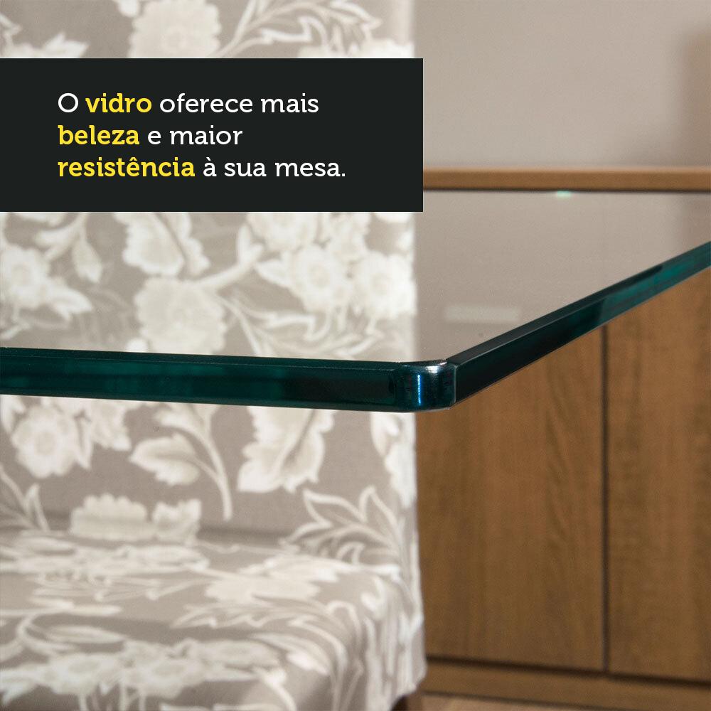Conjunto Sala de Jantar Mesa Tampo de Vidro 4 Cadeiras Rustic/Preto/Silver Ivy  Madesa