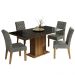Conjunto Sala de Jantar Mesa Tampo de Vidro 4 Cadeiras Rustic/Preto/Silver Marilia Madesa