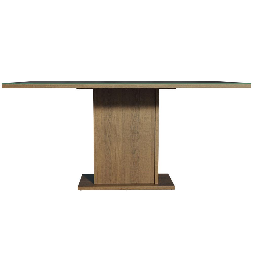 Conjunto Sala de Jantar Mesa Tampo de Vidro 4 Cadeiras Rustic/Preto/Silver Marilia Madesa