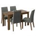 Conjunto Sala de Jantar Mesa Tampo de Vidro 4 Cadeiras Rustic/Silver Antônia Madesa