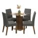 Conjunto Sala de Jantar Mesa Tampo de Vidro 4 Cadeiras Rustic/Silver Ivy Madesa