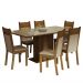Conjunto Sala de Jantar Mesa Tampo de Vidro 6 Cadeiras Crema/Rustic/Bege Francine Madesa