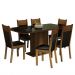 Conjunto Sala de Jantar Mesa Tampo de Vidro 6 Cadeiras Preto/Rustic Francine Madesa