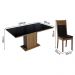 Conjunto Sala de Jantar Mesa Tampo de Vidro 6 Cadeiras Preto/Rustic Francine Madesa