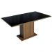Conjunto Sala de Jantar Mesa Tampo de Vidro 6 Cadeiras Preto/Rustic Francine Madesa