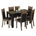 Conjunto Sala de Jantar Mesa Tampo de Vidro 6 Cadeiras Preto/Rustic Zoe Madesa