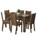 Conjunto Sala de Jantar Mesa Tampo de Vidro 6 Cadeiras Rustic/Bege Marrom Isla Madesa