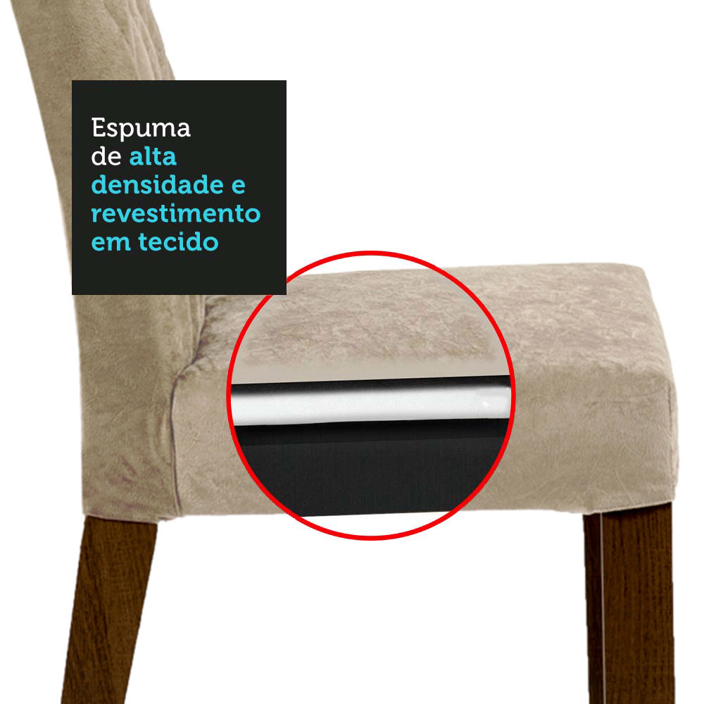 Conjunto Sala de Jantar Mesa Tampo de Vidro 6 Cadeiras Rustic/Branco/Imperial Stéfani Madesa