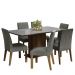 Conjunto Sala de Jantar Mesa Tampo de Vidro 6 Cadeiras Rustic/Cinza/Silver Alexis Madesa