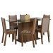 Conjunto Sala de Jantar Mesa Tampo de Vidro 6 Cadeiras Rustic/Crema/Bege Marrom Yolanda Madesa