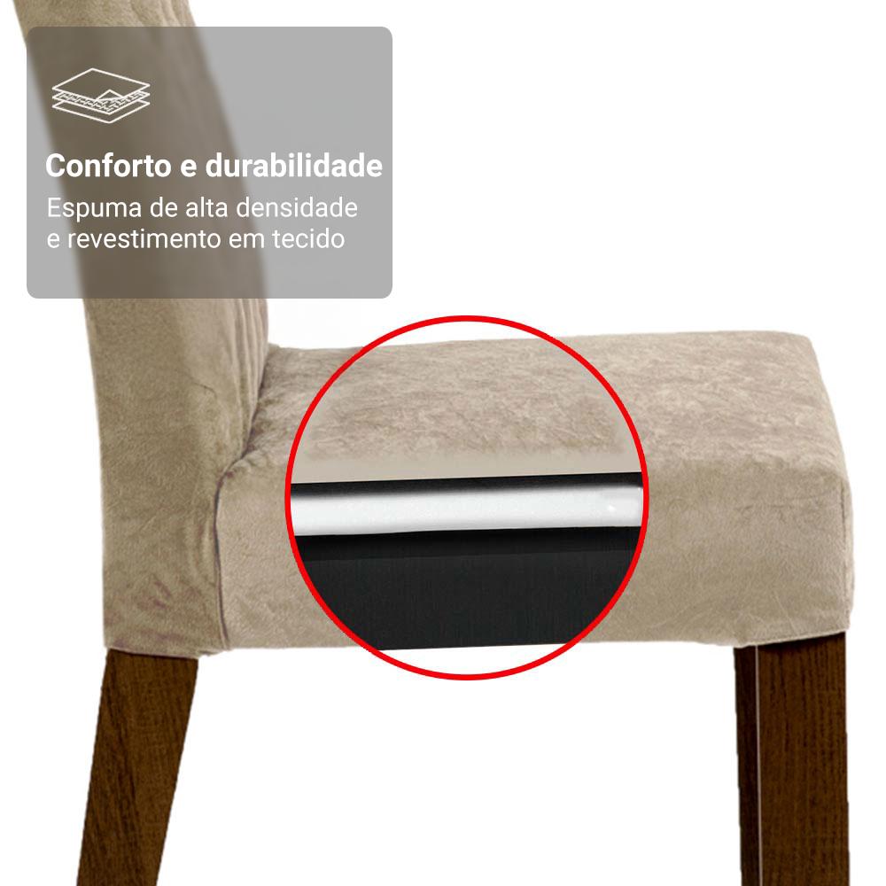 Conjunto Sala de Jantar Mesa Tampo de Vidro 6 Cadeiras Rustic/Crema/Imperial Marissa Madesa
