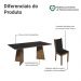 Conjunto Sala de Jantar Mesa Tampo de Vidro 6 Cadeiras Rustic/Preto Viola Madesa